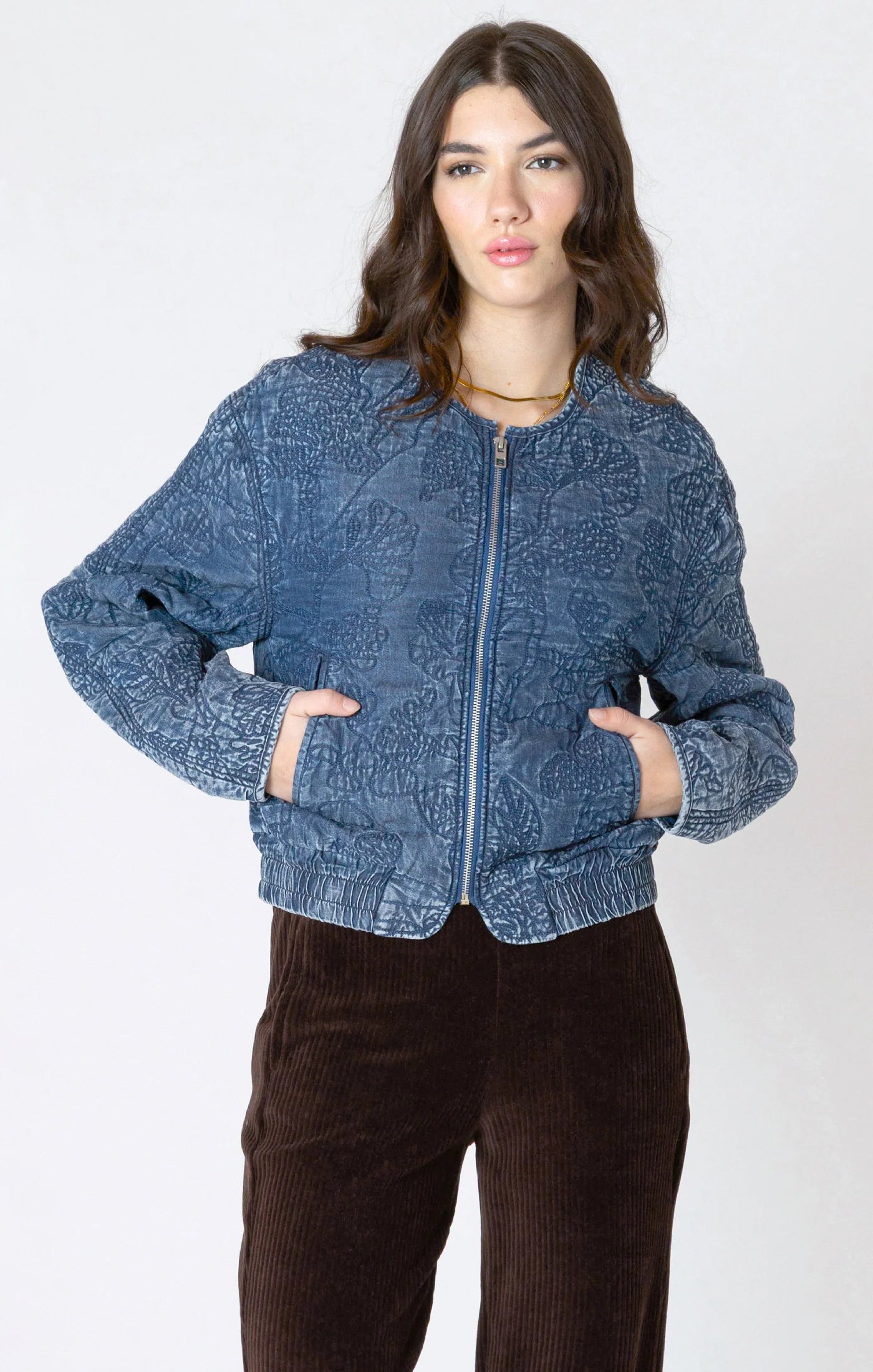 Dex Washed Indigo Quilted Bomber Jacket