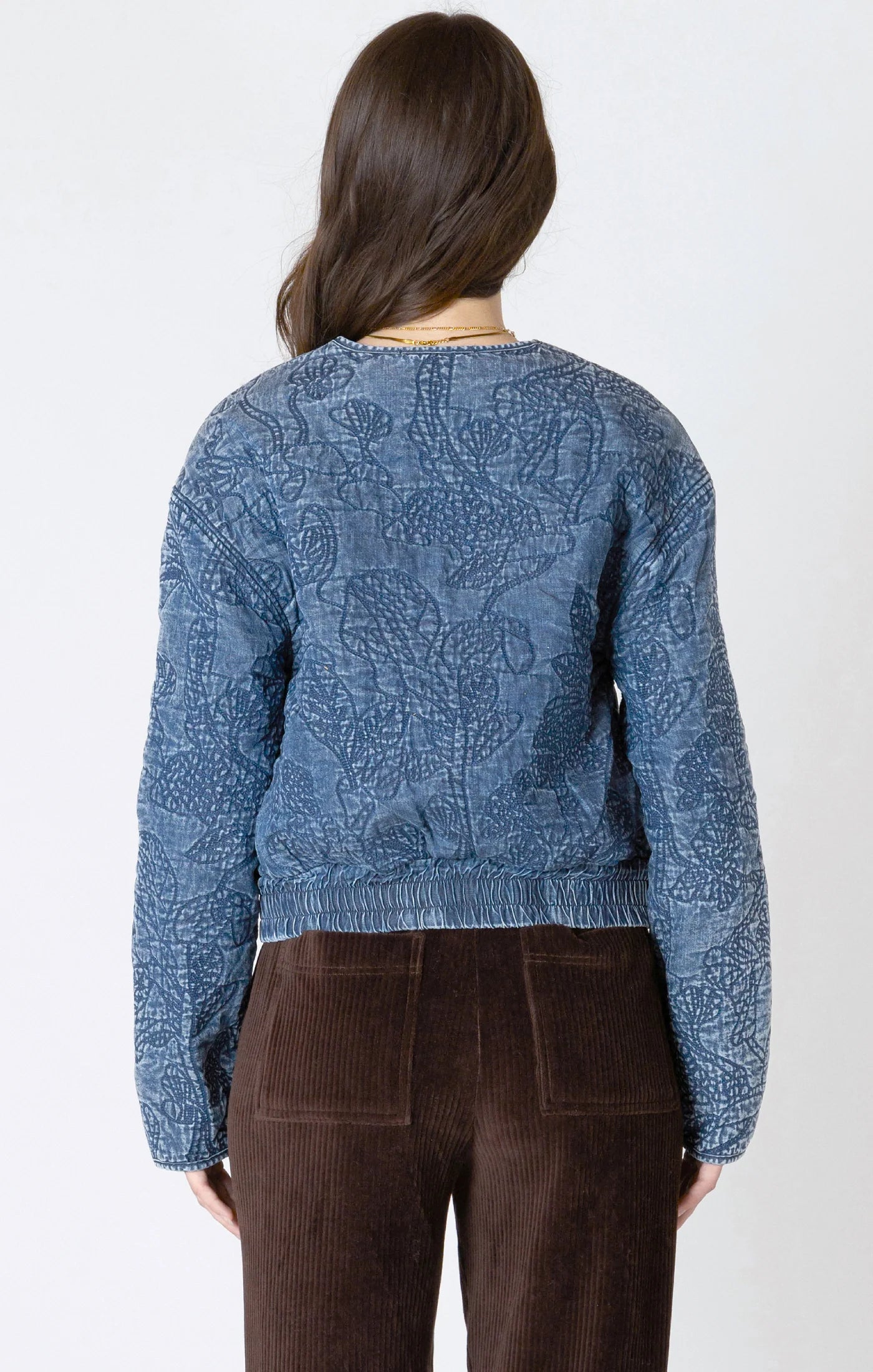 Dex Washed Indigo Quilted Bomber Jacket