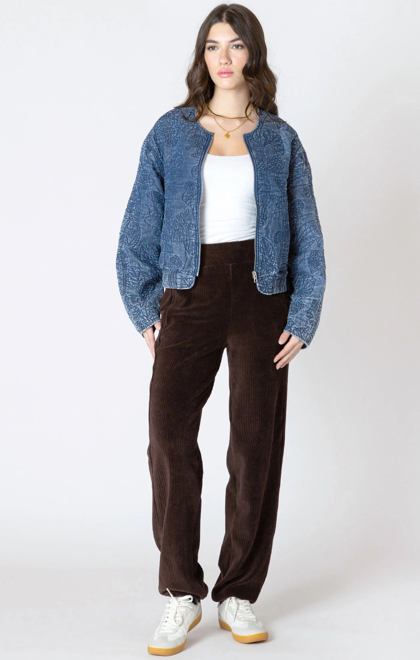 Dex Washed Indigo Quilted Bomber Jacket