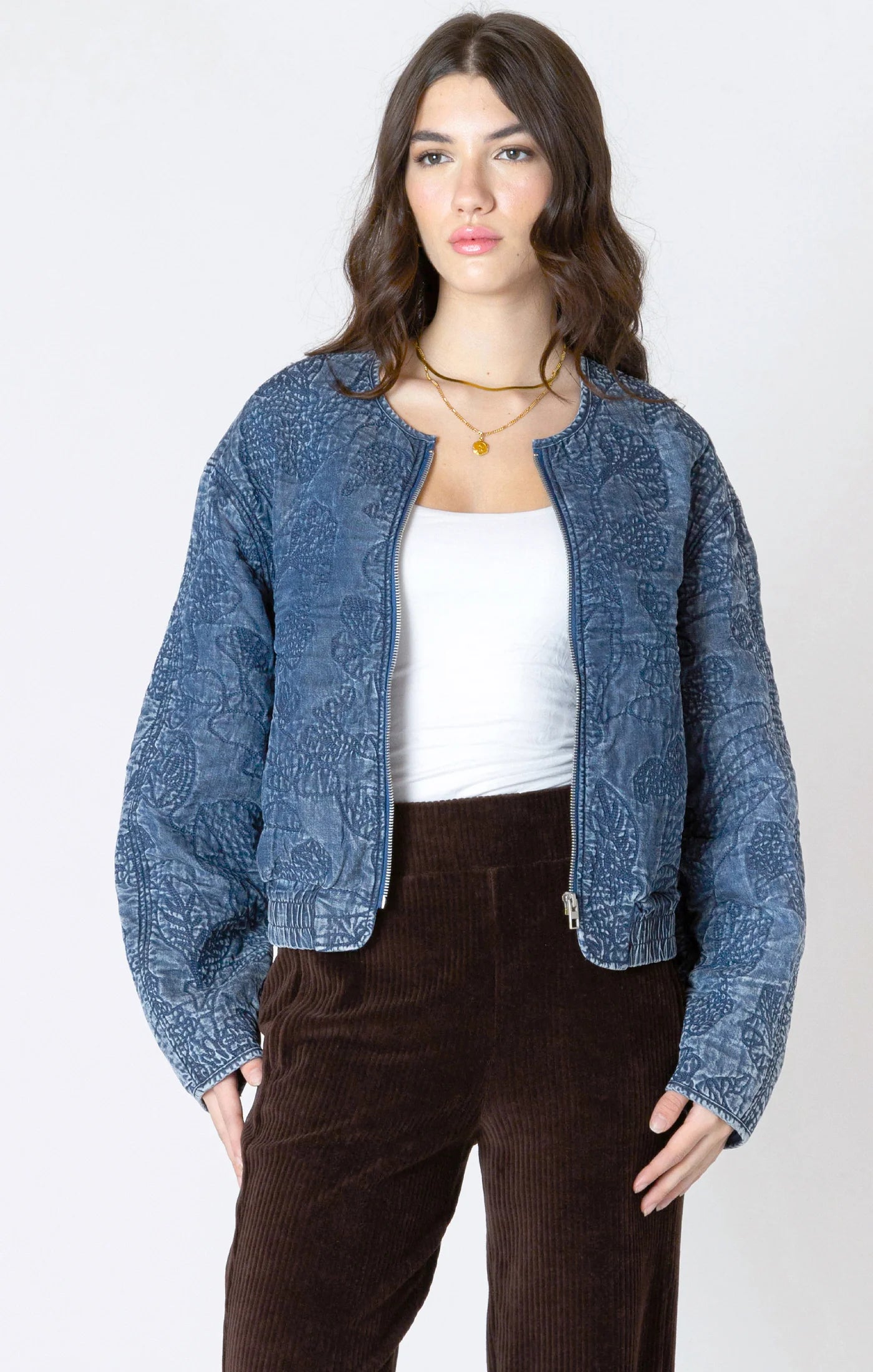 Dex Washed Indigo Quilted Bomber Jacket