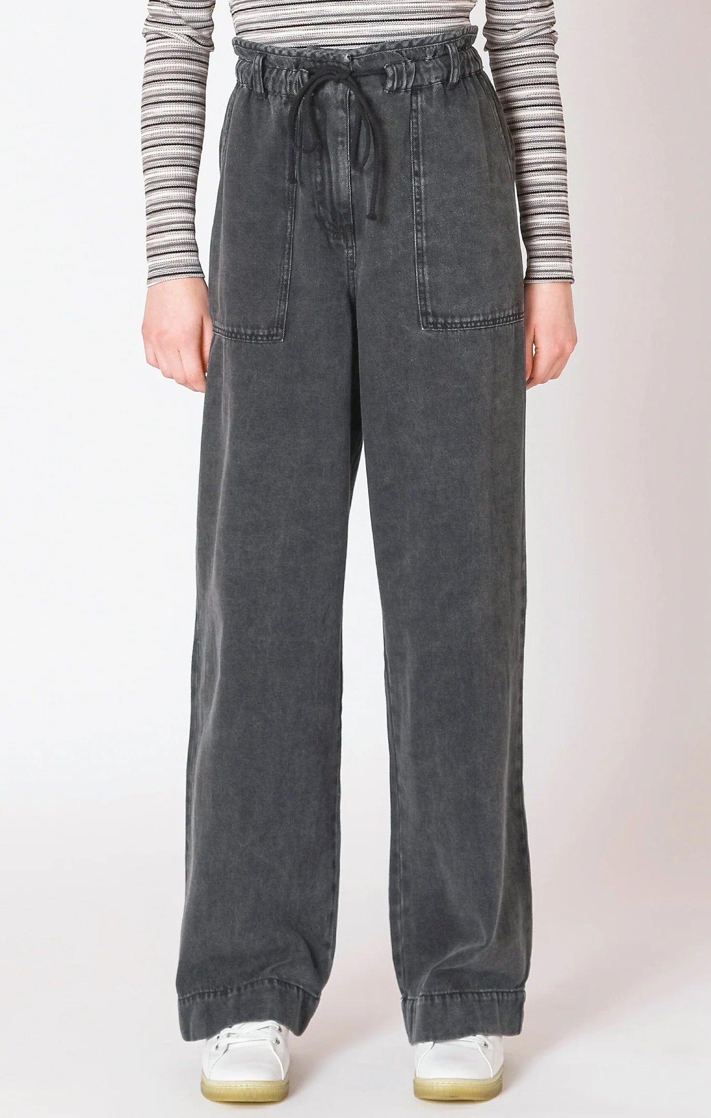 Dex Washed Black Wide Leg Denim Pant