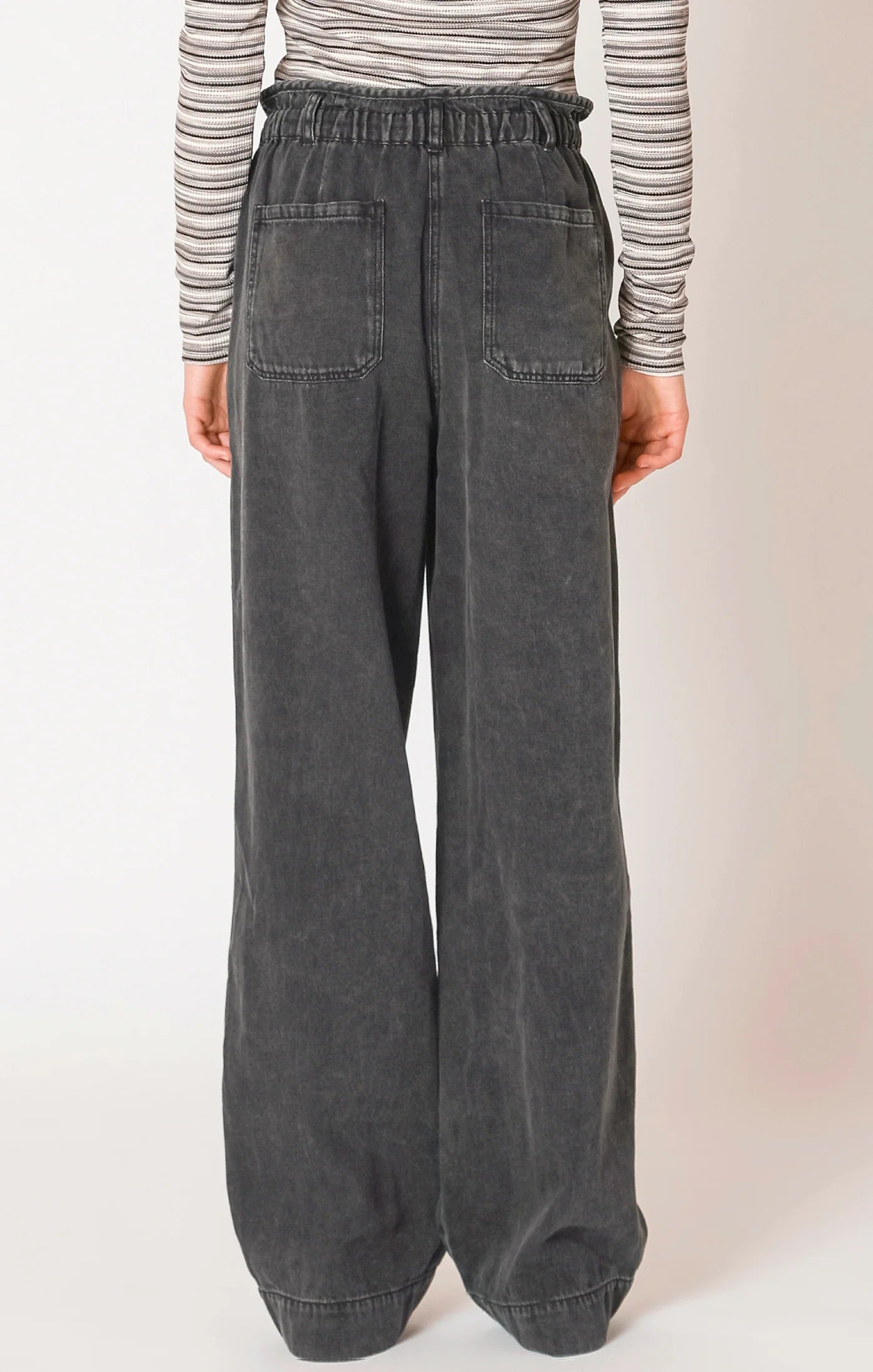 Dex Washed Black Wide Leg Denim Pant