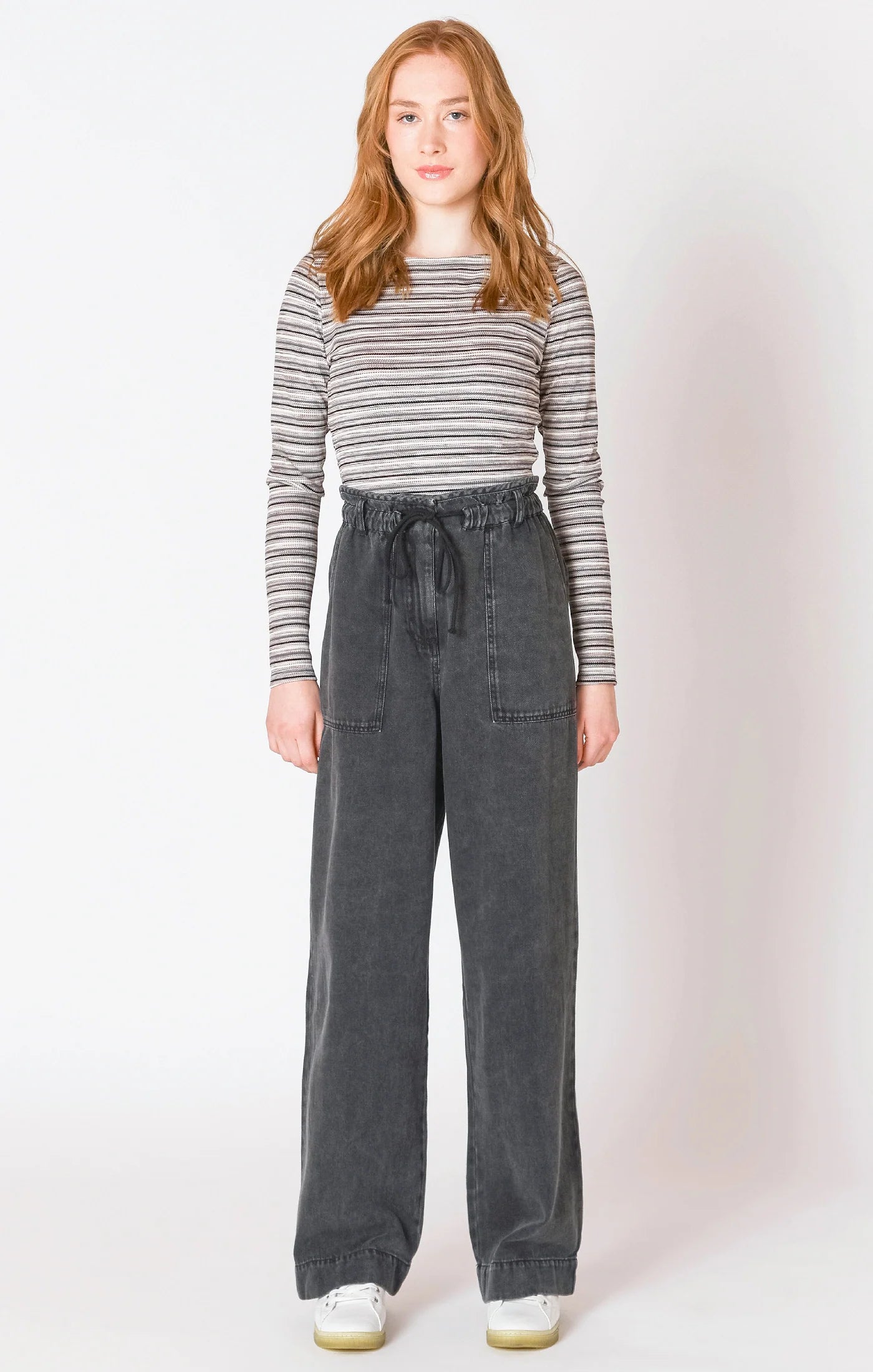 Dex Washed Black Wide Leg Denim Pant