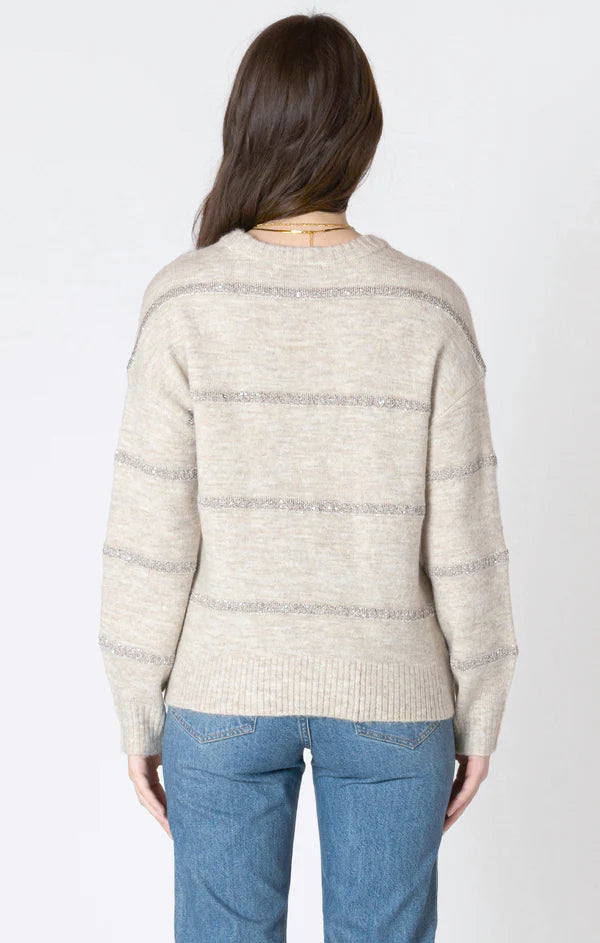 Dex Light Oat Sequin Stripe Sweater
