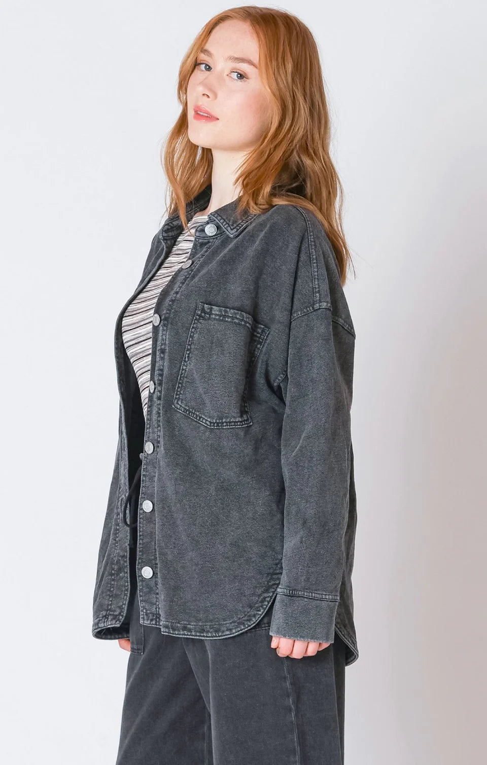 Dex Washed Black Knit Denim Jacket