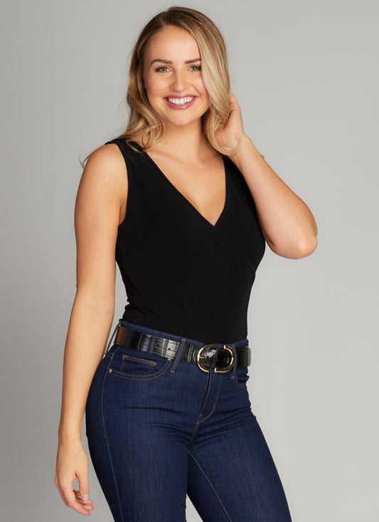 C'est Moi Bamboo Sleeveless Wrap Bodysuit