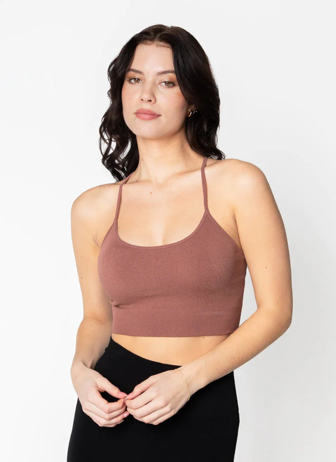C'est Moi Bamboo Ribbed Cross Back Tank