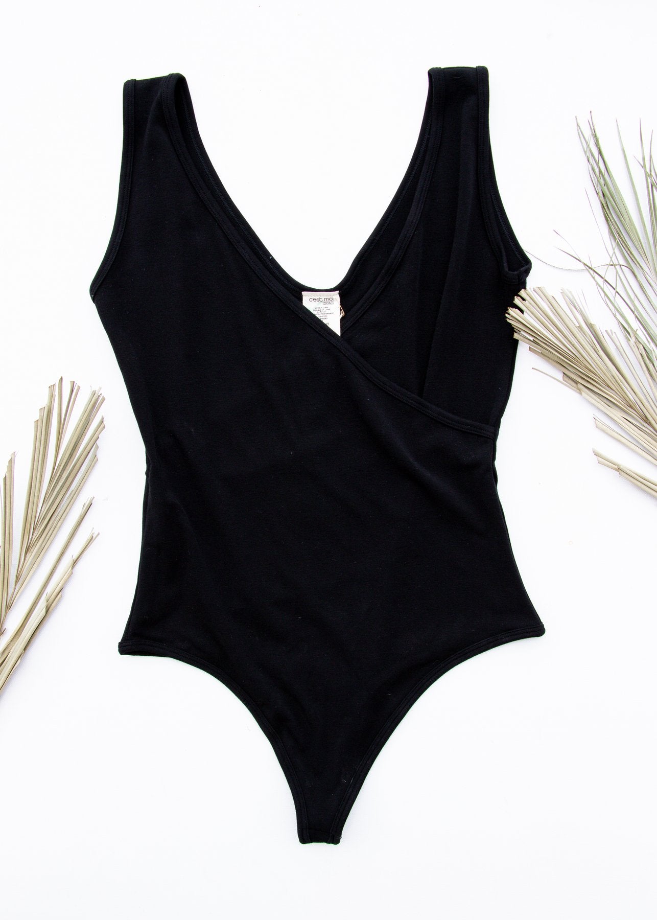 C'est Moi Bamboo Sleeveless Wrap Bodysuit