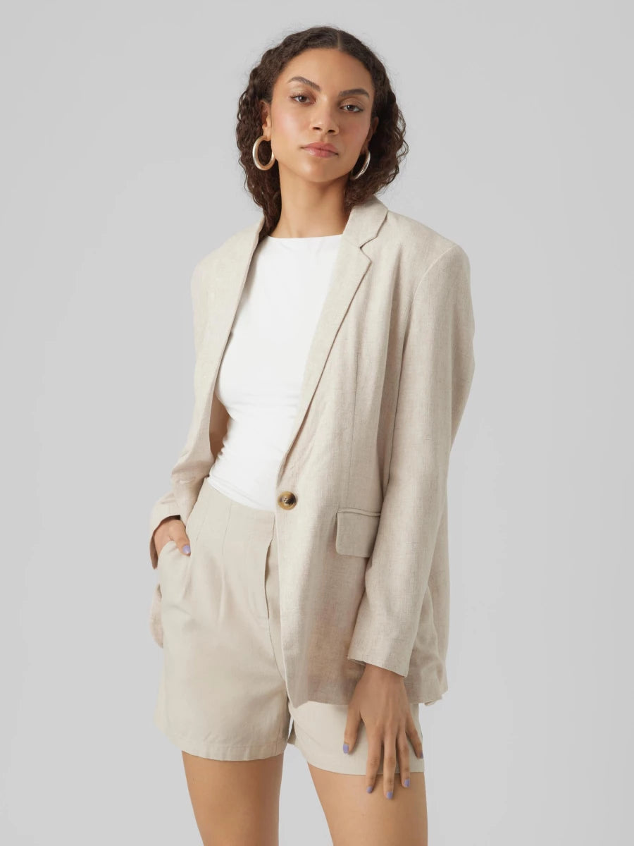 Vero Moda Oatmeal Vera Linen Blazer