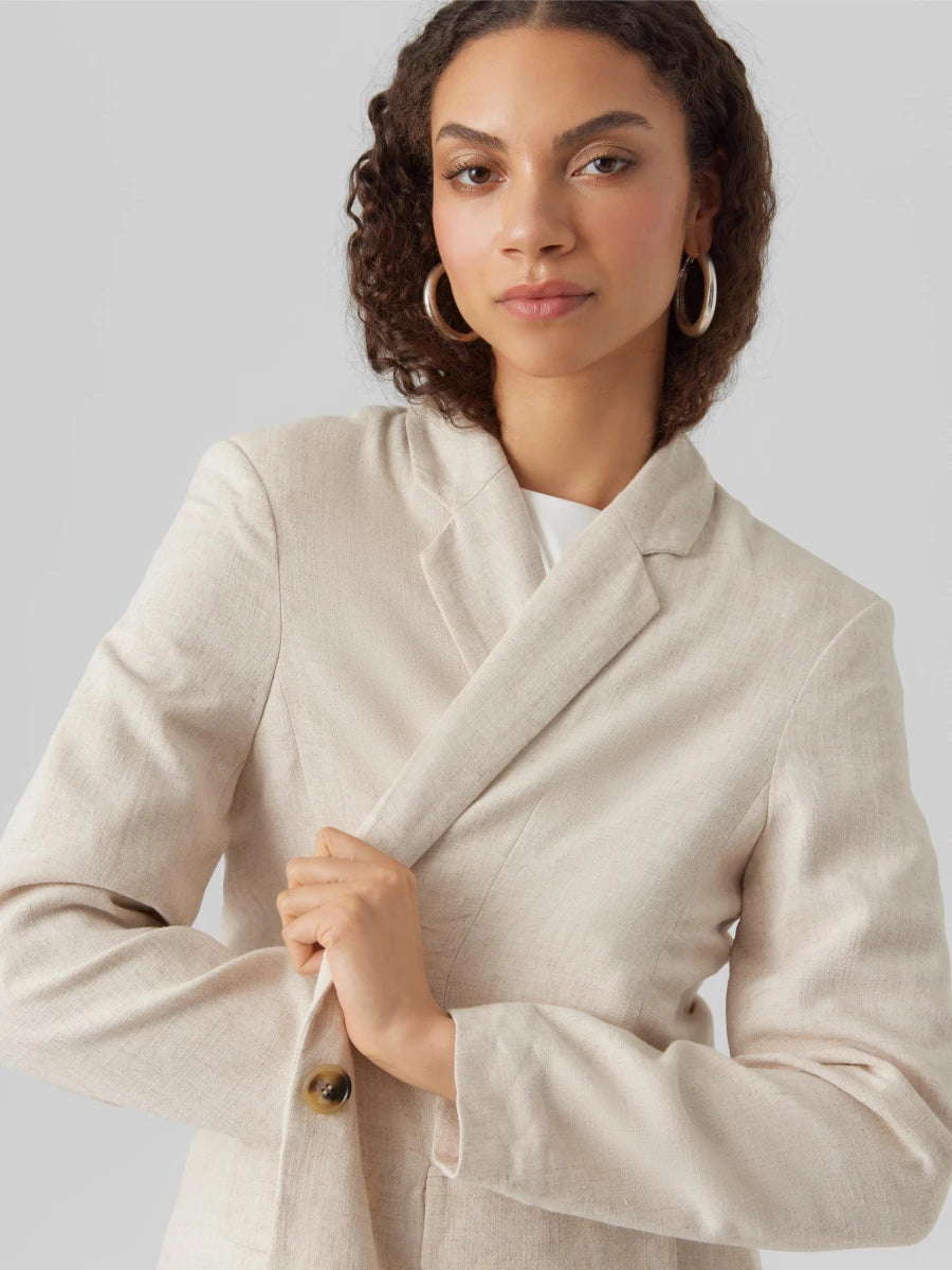 Vero Moda Oatmeal Vera Linen Blazer