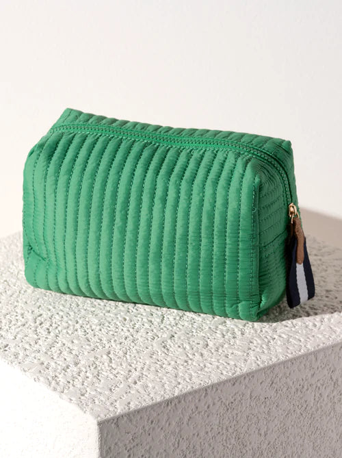 Shiraleah Green Large Ezra Quilted Cosmetic Pouch