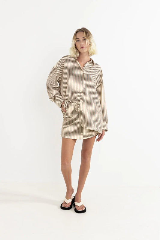 Rhythm Cove Stripe Oversized Long Sleeve Shirt