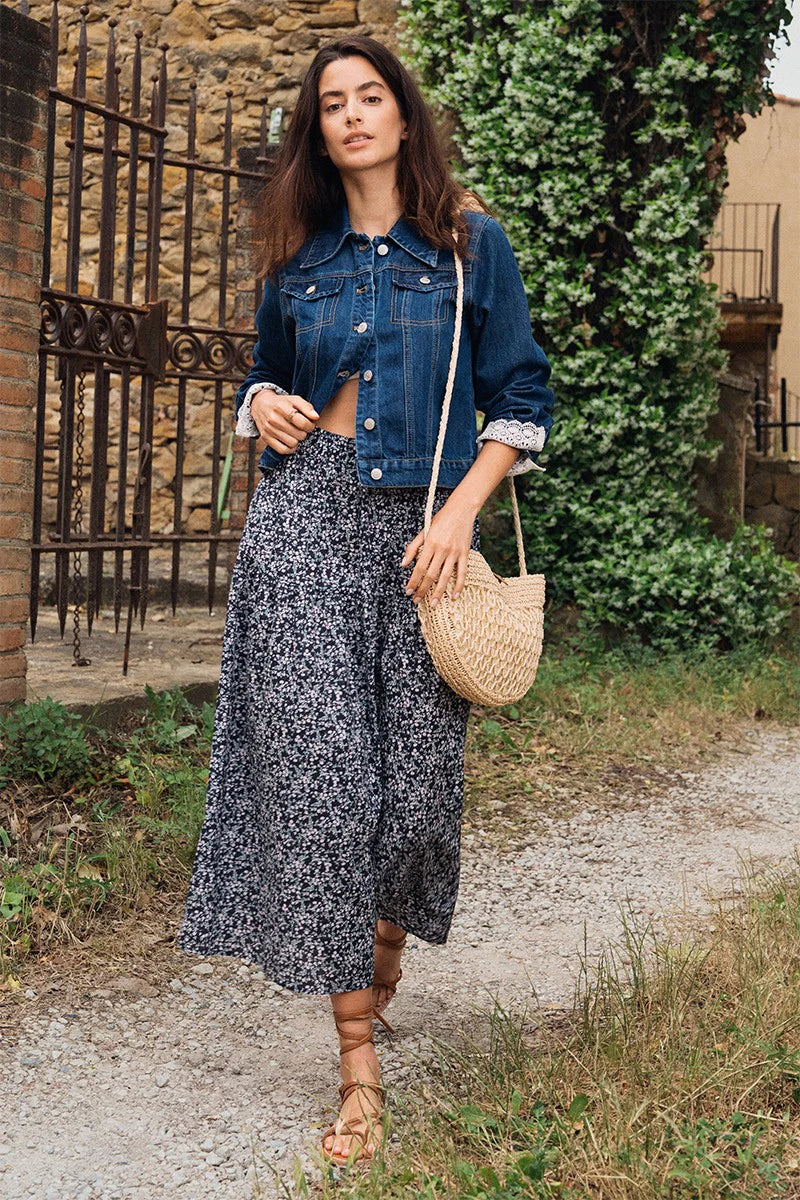 Molly Bracken Navy Daisy Skirt