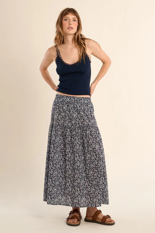 Molly Bracken Navy Daisy Skirt