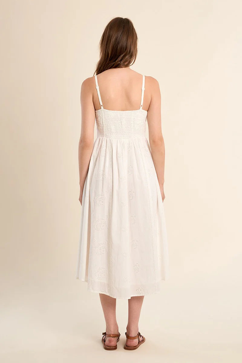 Molly Bracken Off White Midi Cotton Dress