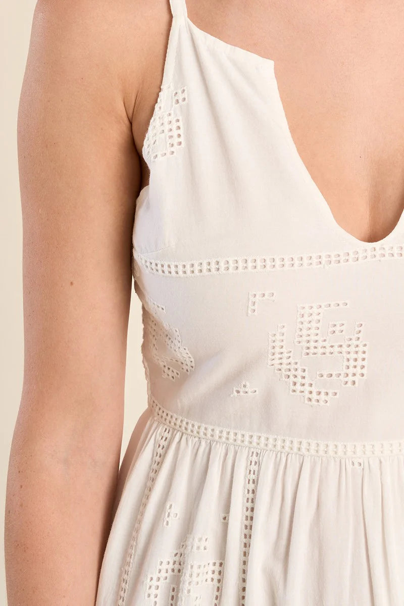 Molly Bracken Off White Midi Cotton Dress