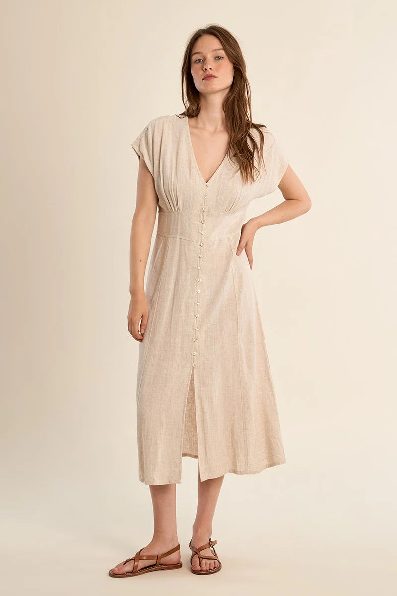 Molly Bracken Beige Midi Dress