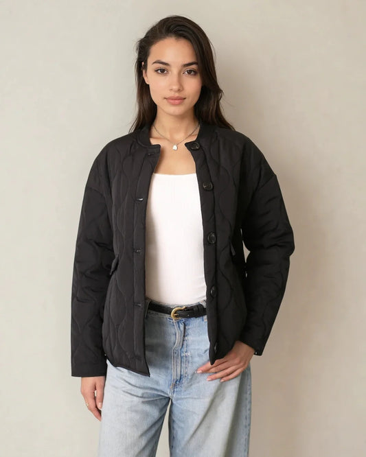 PRIV Elora Quilted Black Coat