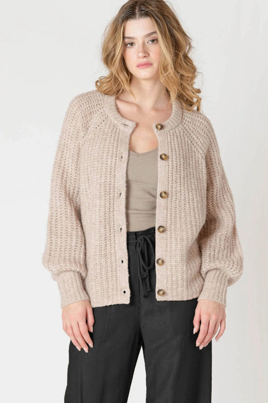 Dex Oat Crewneck Textured Cardigan