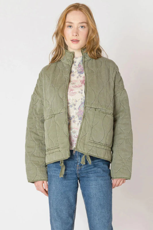 Dex Olive Drawstring Quilted Jacket