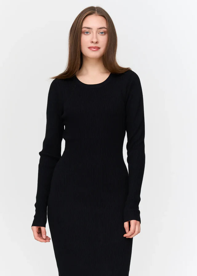 24COLOURS Black Ribbed Dress