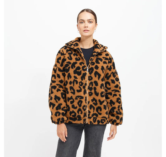 Brunette the Label Leopard Sherpa Jacket | Brown