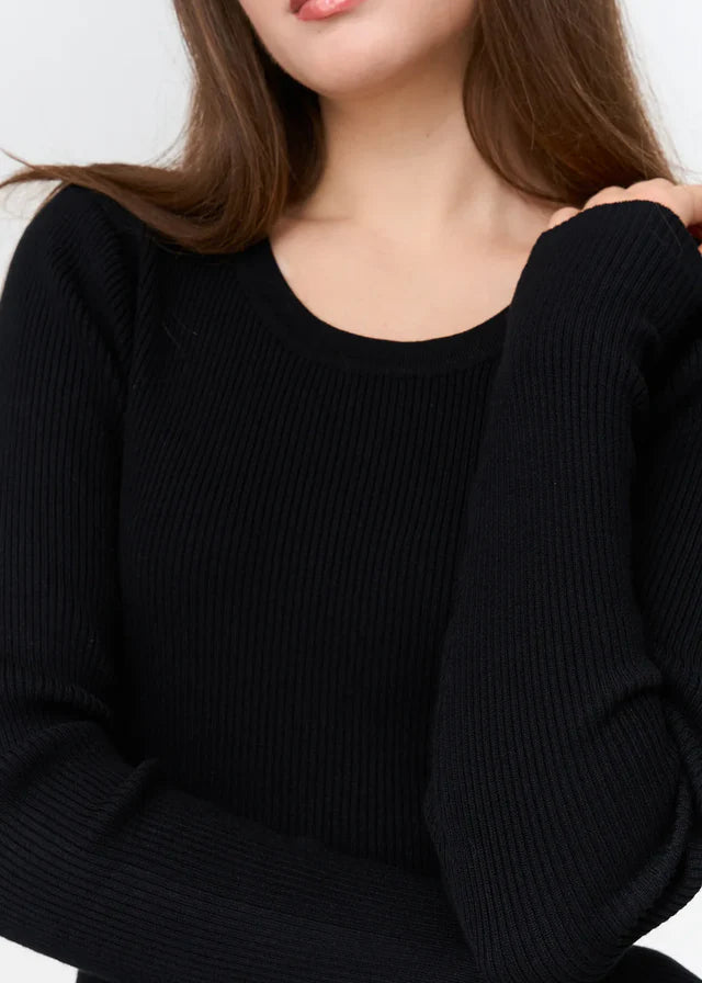 24COLOURS Black Ribbed Dress