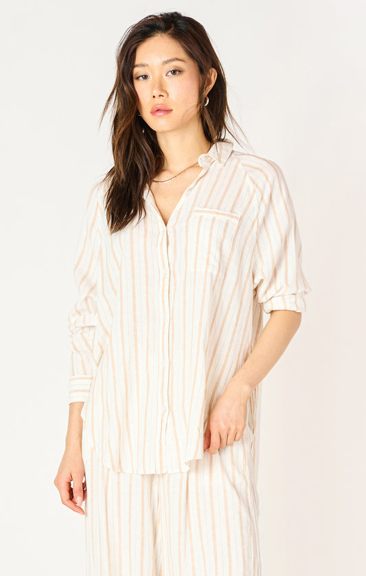 Dex Stripe Oversized Button Front Shirt