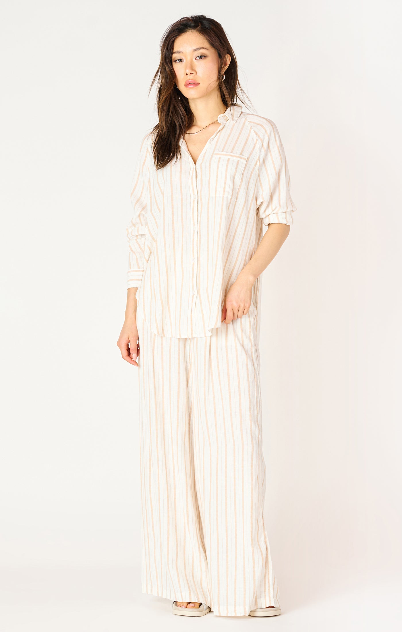 Dex Stripe Oversized Button Front Shirt