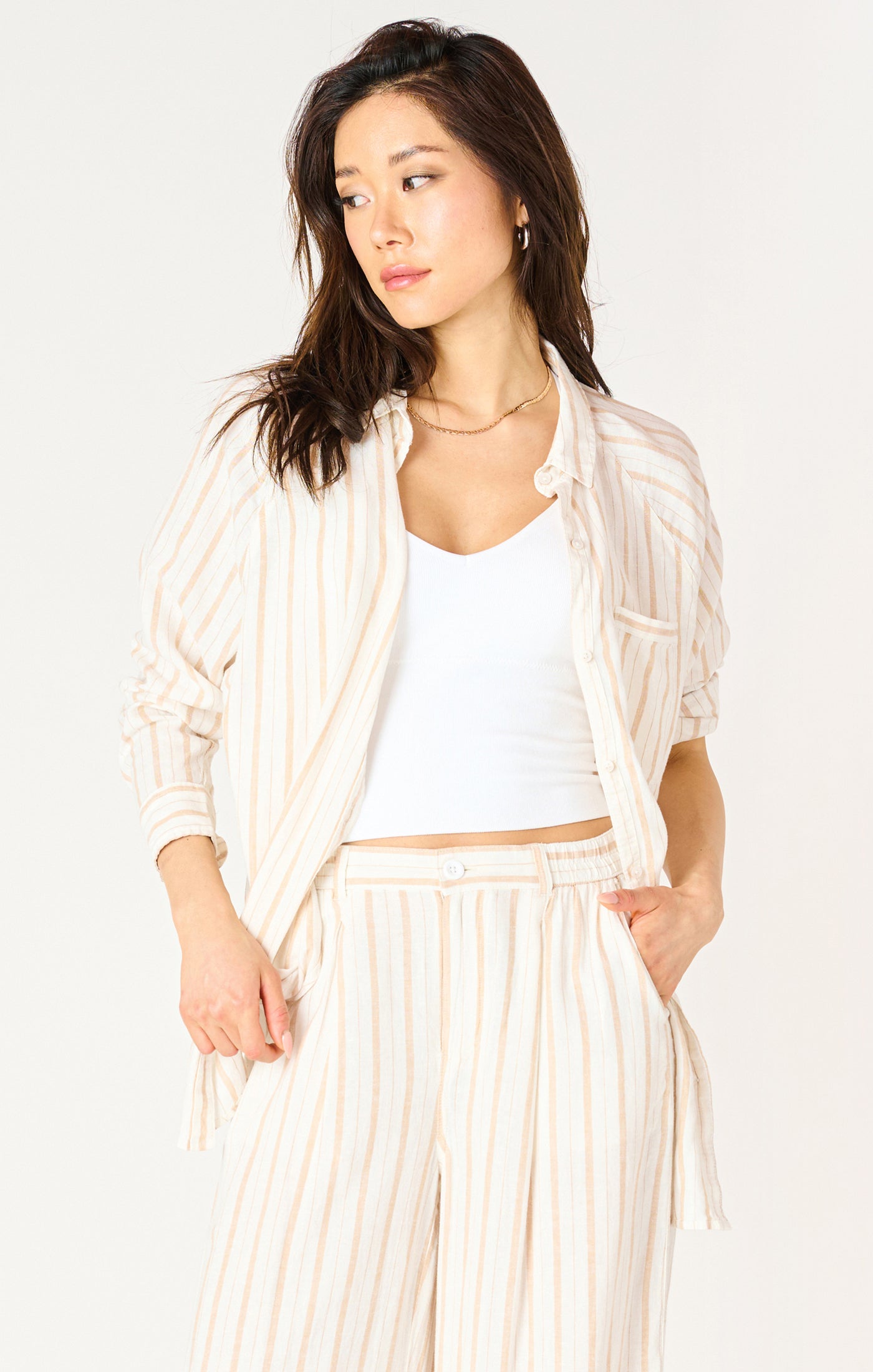 Dex Stripe Oversized Button Front Shirt