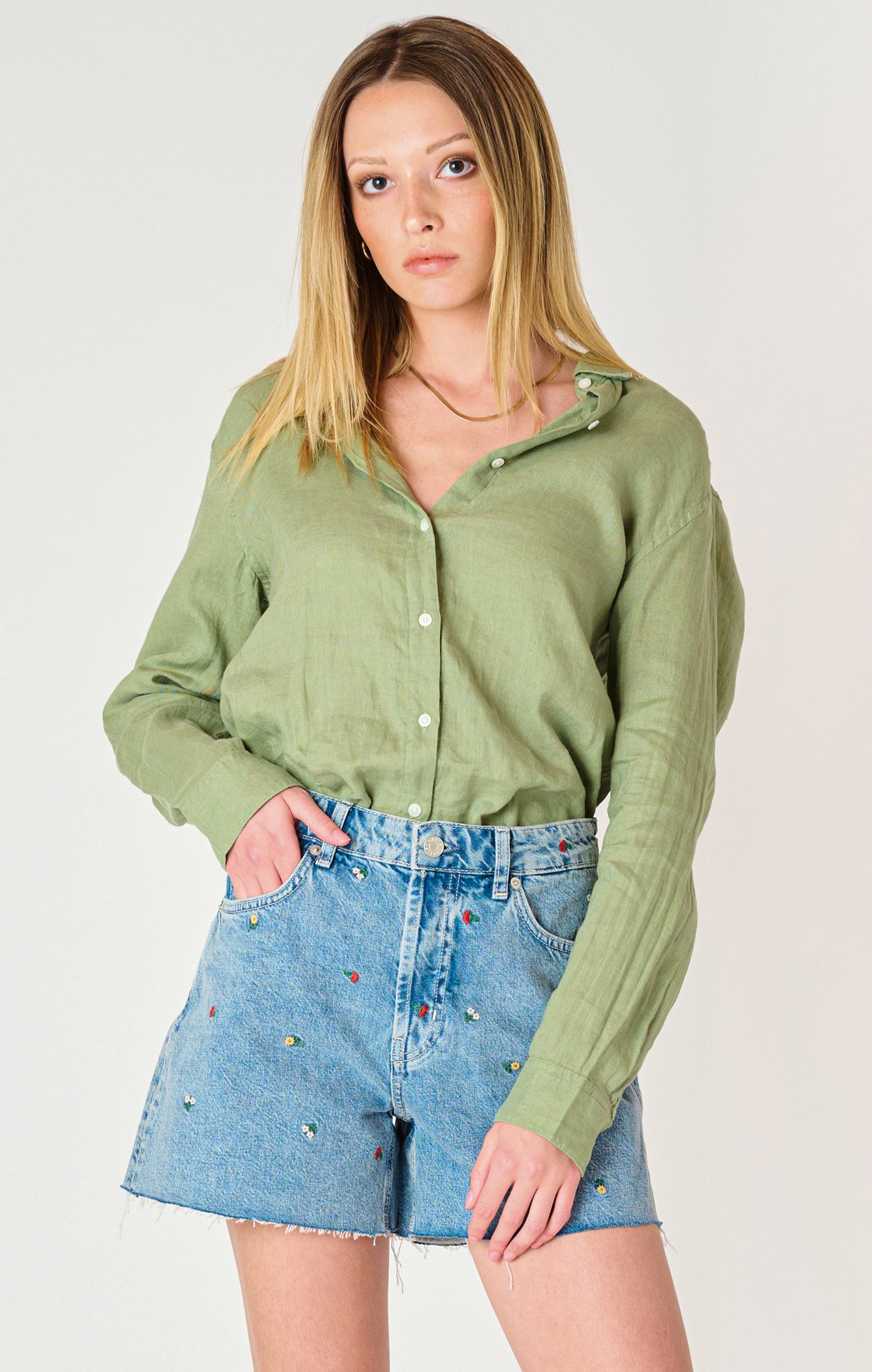 Dex Basil Longsleeve Blouse