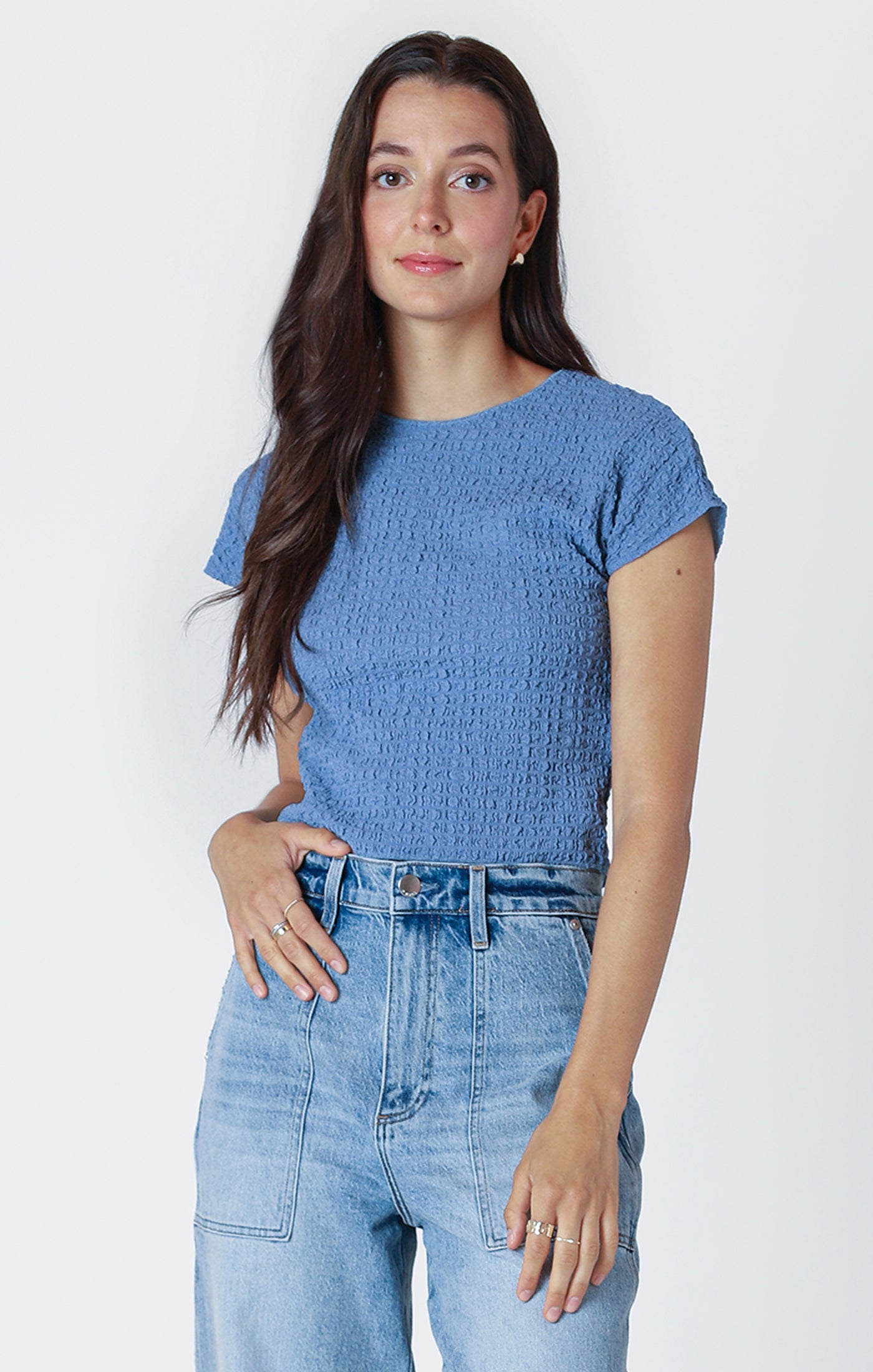 Dex Cool Blue Textured Top