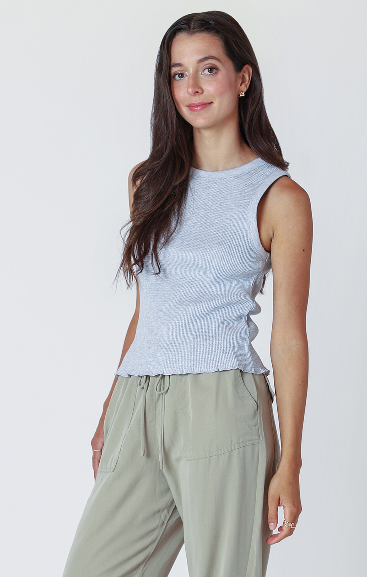 Dex Light Heather Grey Waffle Knit Tank