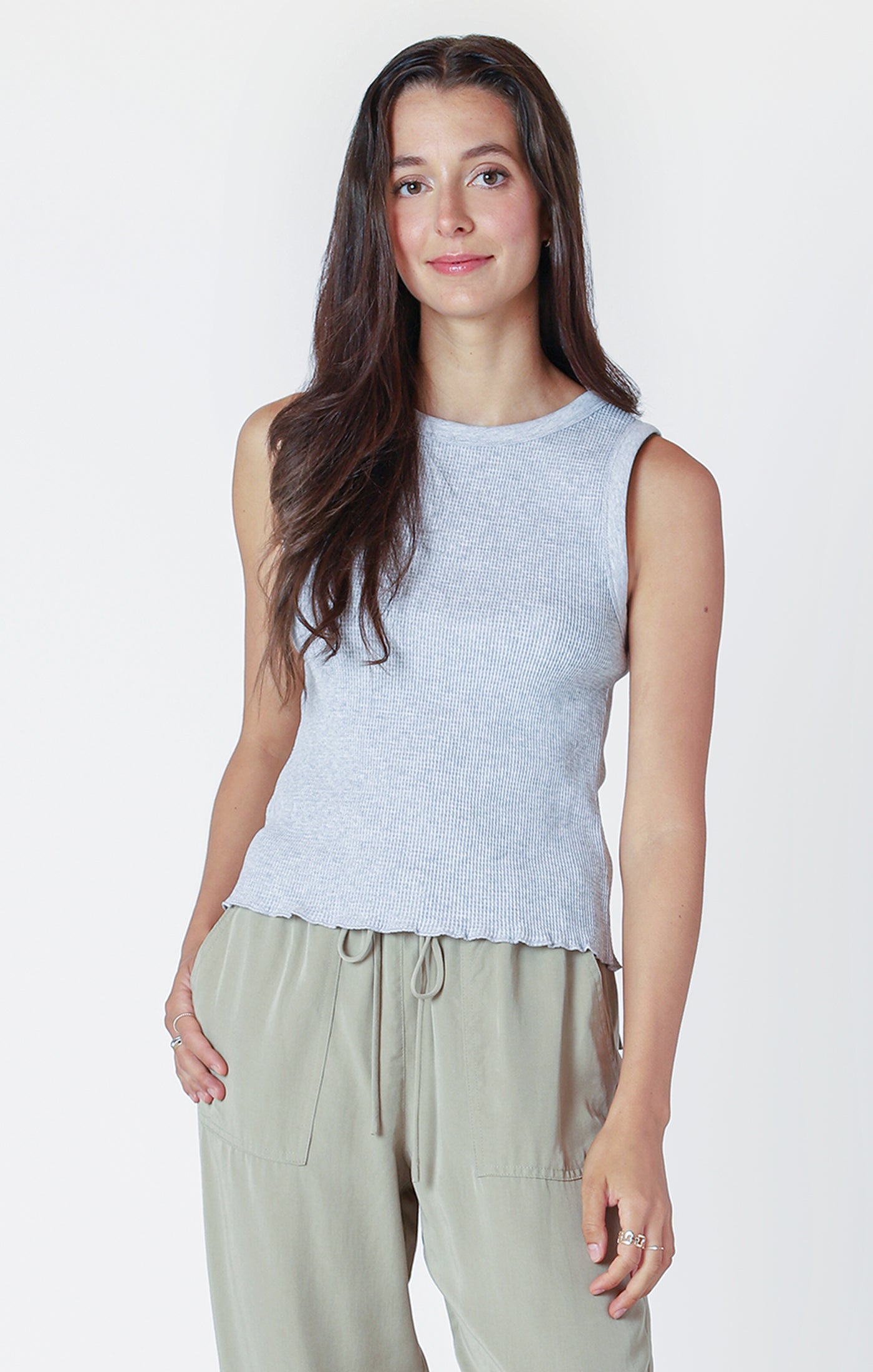 Dex Light Heather Grey Waffle Knit Tank