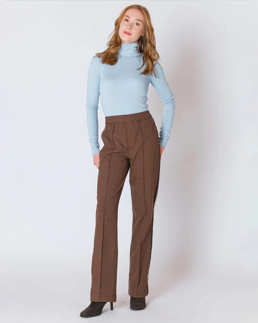 Dex Brown Check Straight Leg Pant