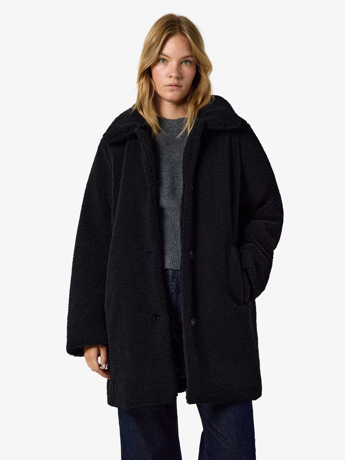 Noisy May Black Nati Teddy Coat
