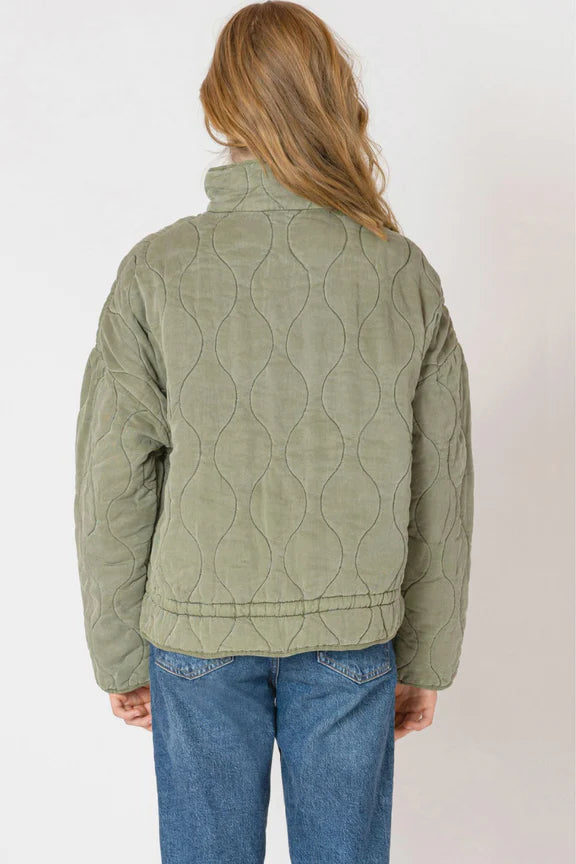 Dex Olive Drawstring Quilted Jacket