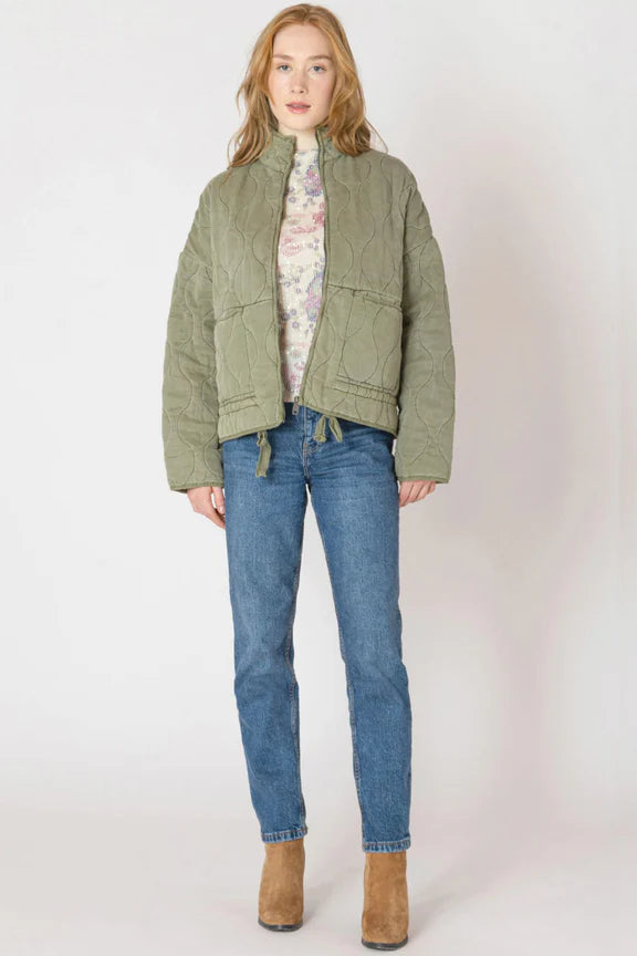 Dex Olive Drawstring Quilted Jacket