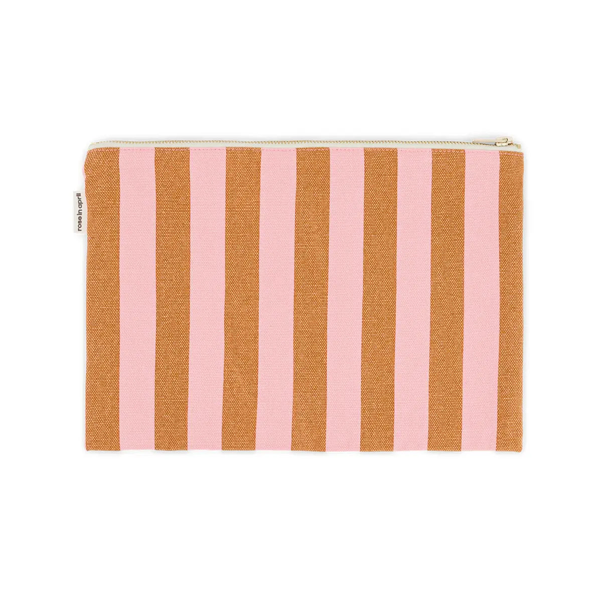 Rose in April Lili Flat Pouch Stripes Caramel / Strawberry