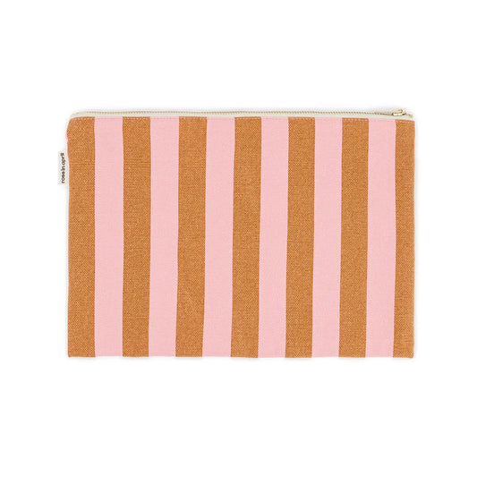 Rose in April Lili Flat Pouch Stripes Caramel / Strawberry
