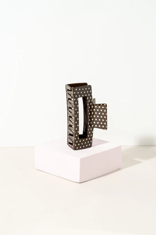 Pixie Woo Brown Polka Dot Clip- Medium