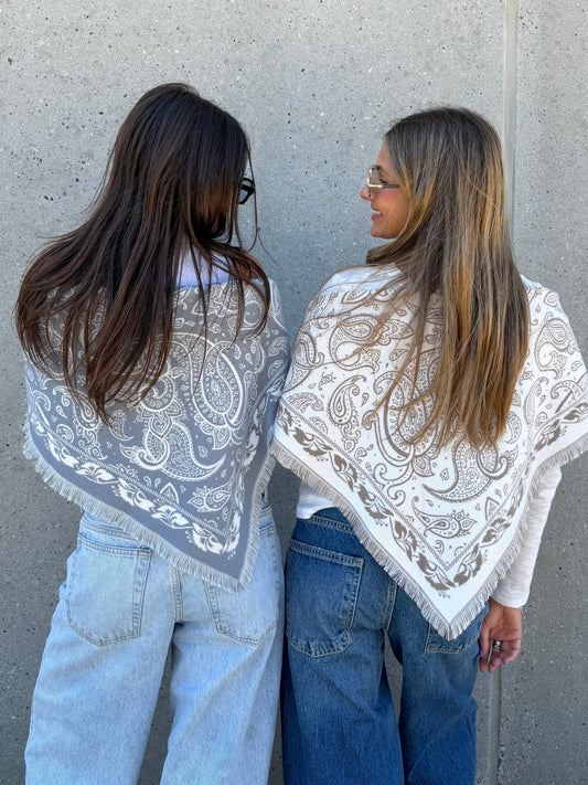 C'est Moi Triangle Paisley Print Reversible Shawl Scarf