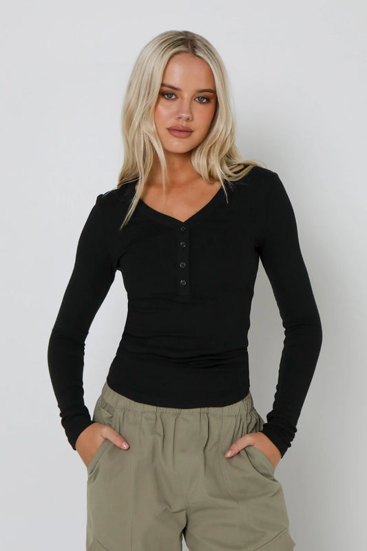 Lost in Lunar Black Jagger Ribbed Top