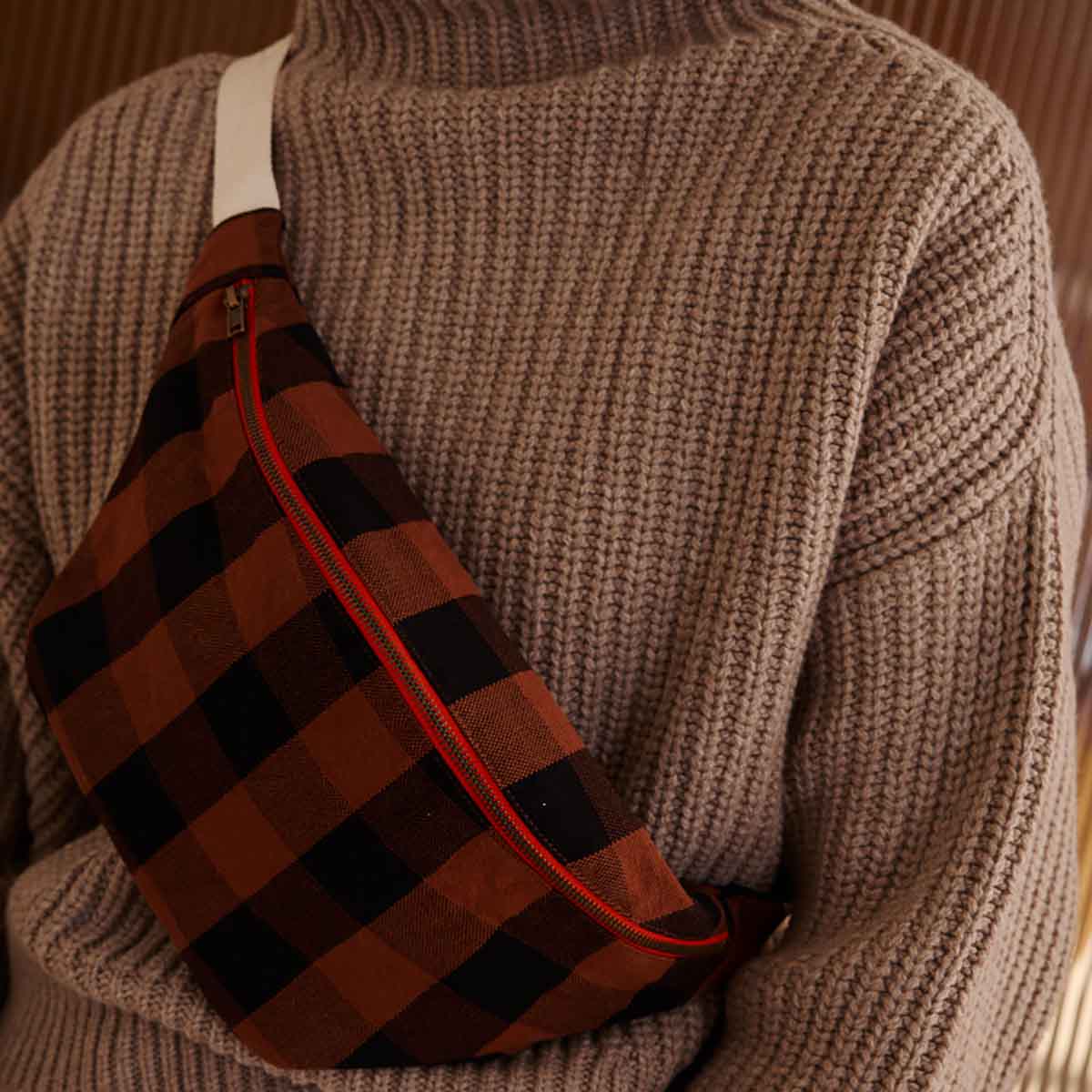 Rose in April Women Bum Bag Big Vichy Ginger