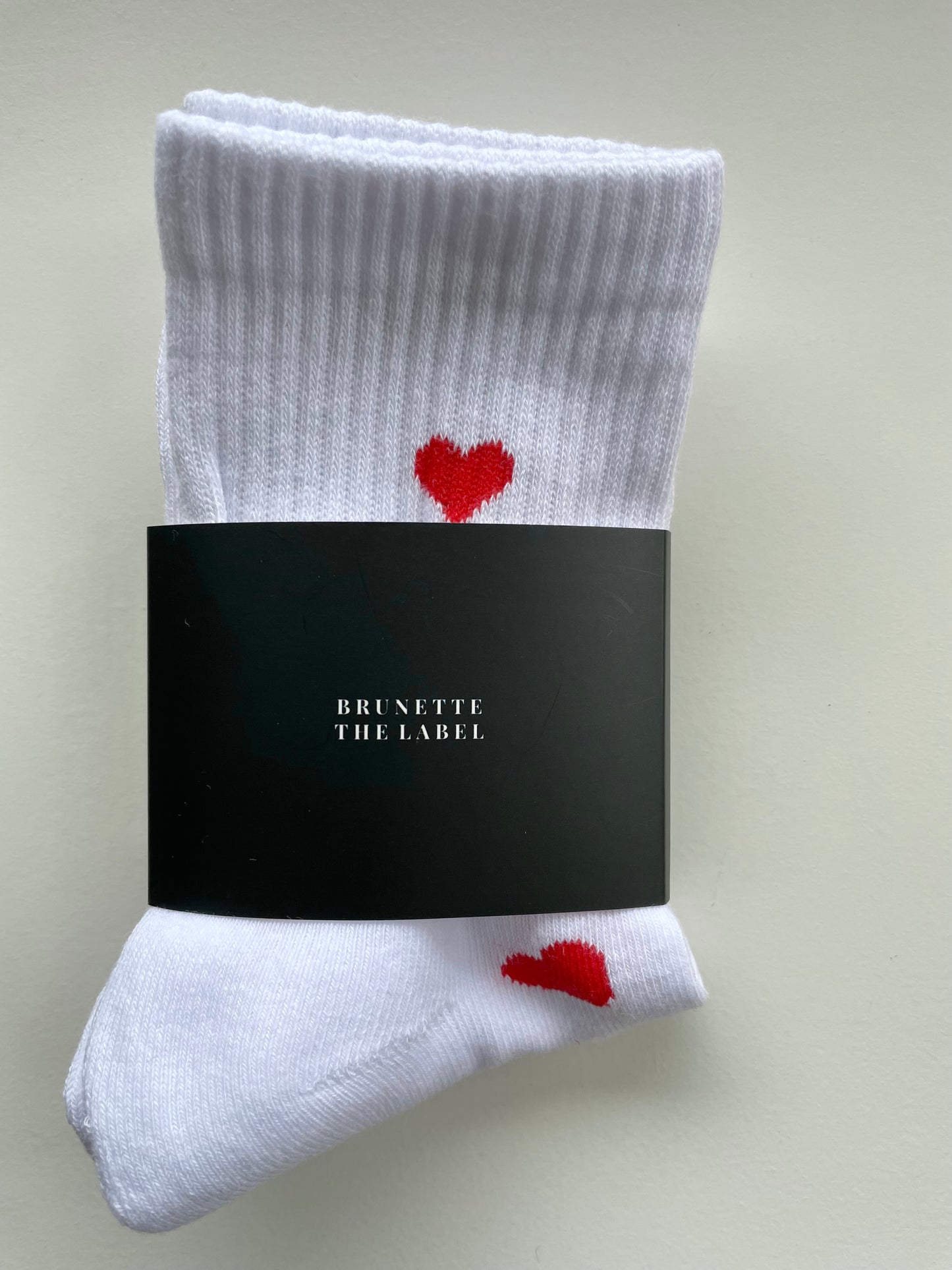 Brunette the Label "ALL OVER HEART" Socks | White with Red