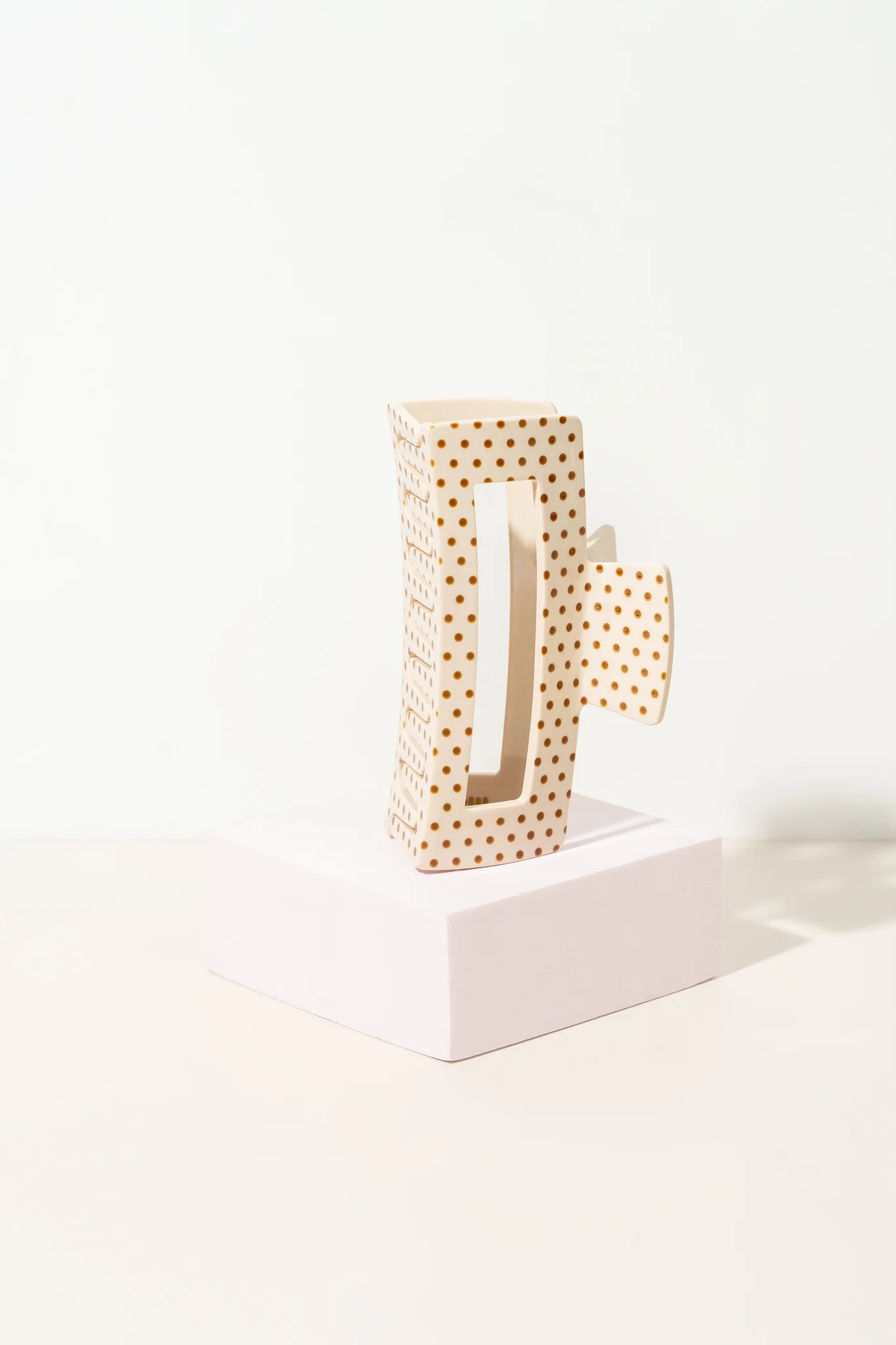 Pixie Woo Beige Polka Dot Clip- Large