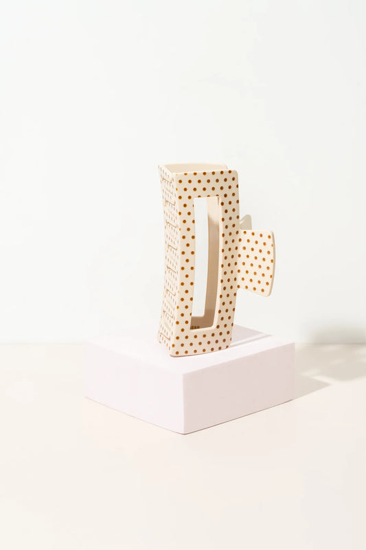 Pixie Woo Beige Polka Dot Clip- Large