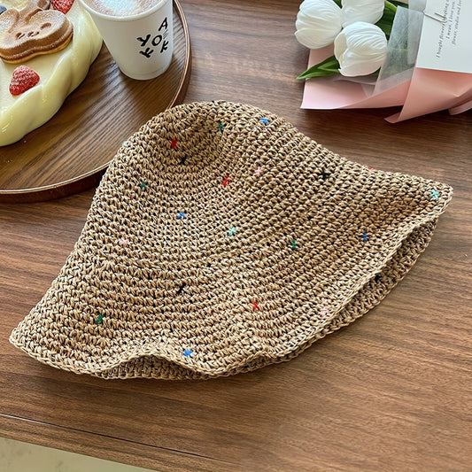 Multicolor Straw Bucket Hat