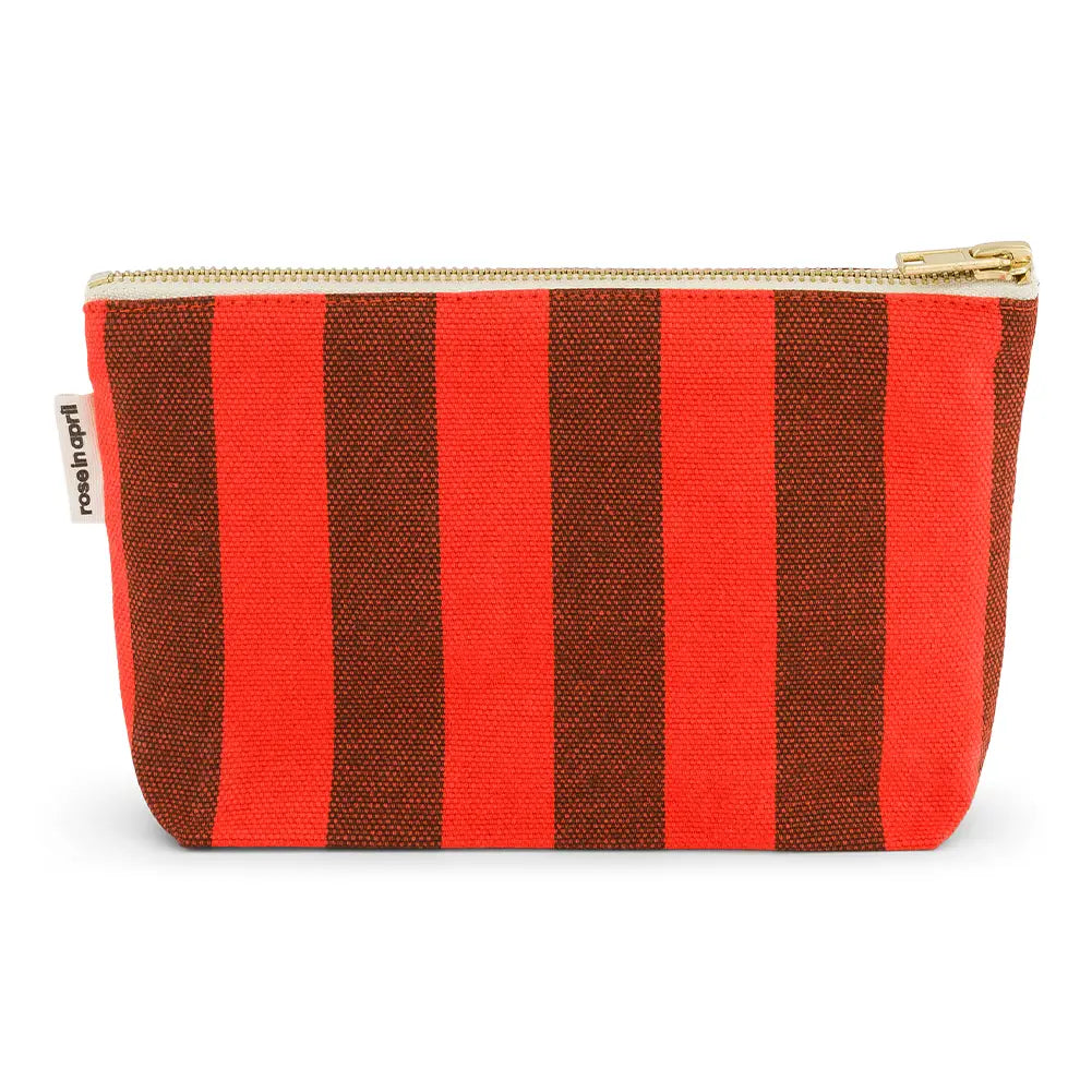 Rose in April Pouch Sofia Stripes Brown / Tomato