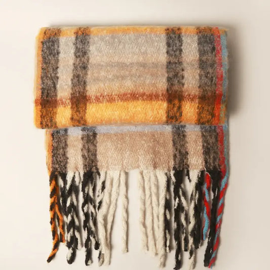 Multi Stripe Cozy Scarf W Fringe- 3 Colors